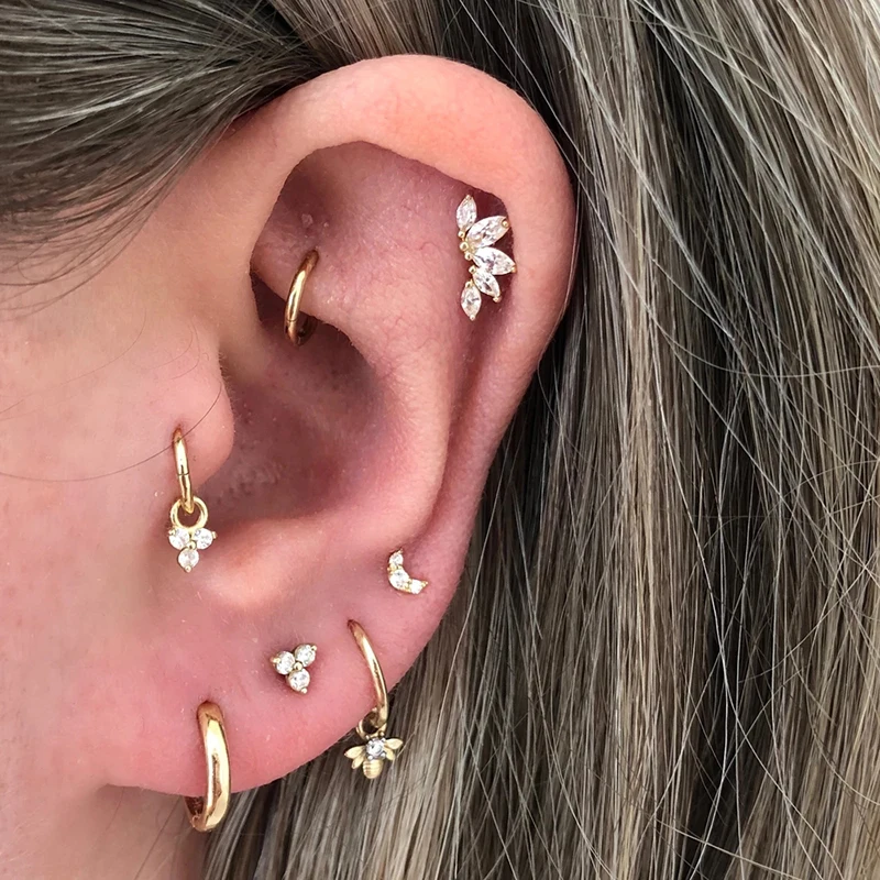 ROXI Temperament Sweet Crystal Crown Stud Earrings For Women 925 Sterling Silver Colourful Ear Bone Nail Earring Wedding Jewelry