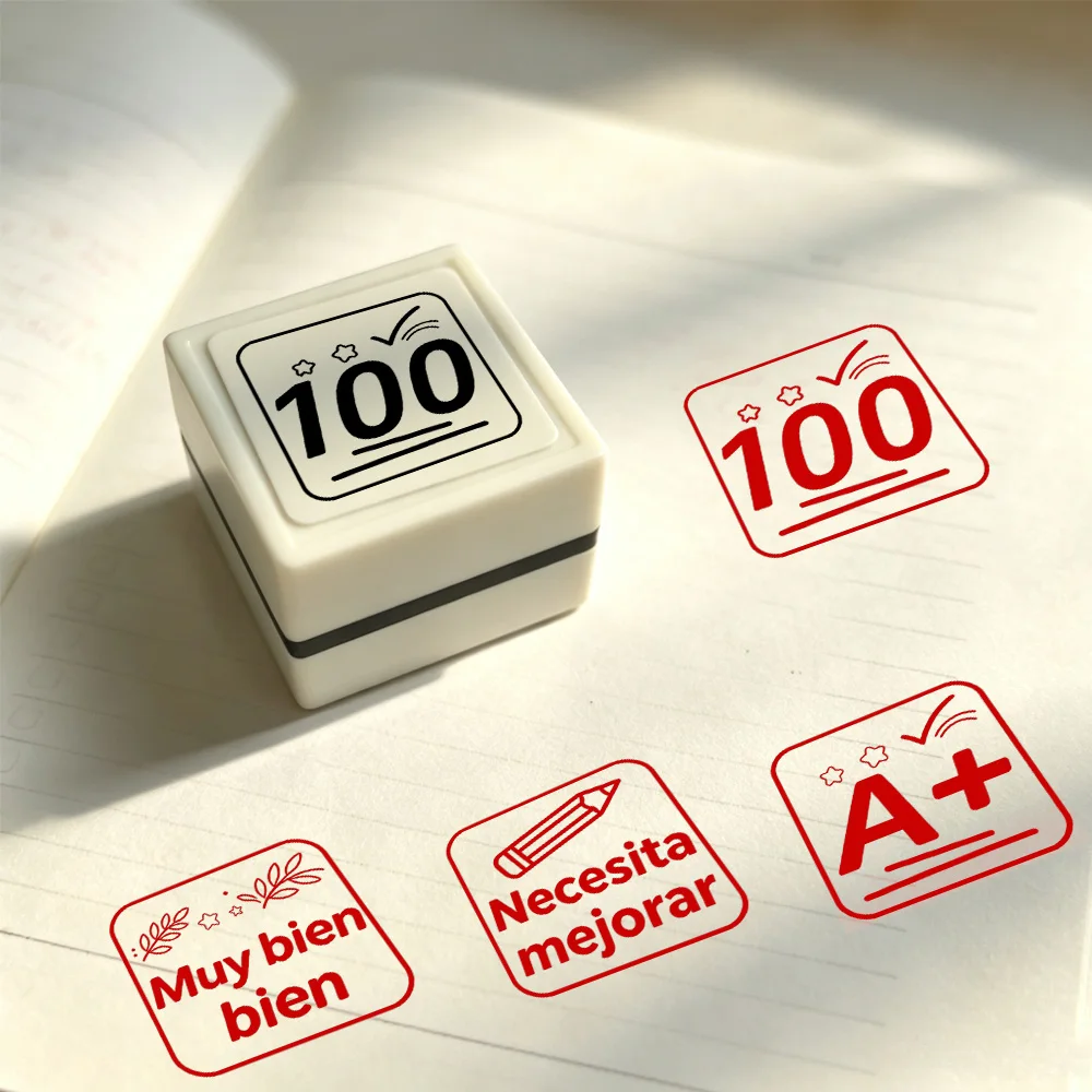 Rating and assessment seal 100 points, A, Muy bien, Necesita mejorar Spanish comments to distinguish grades, homework revision
