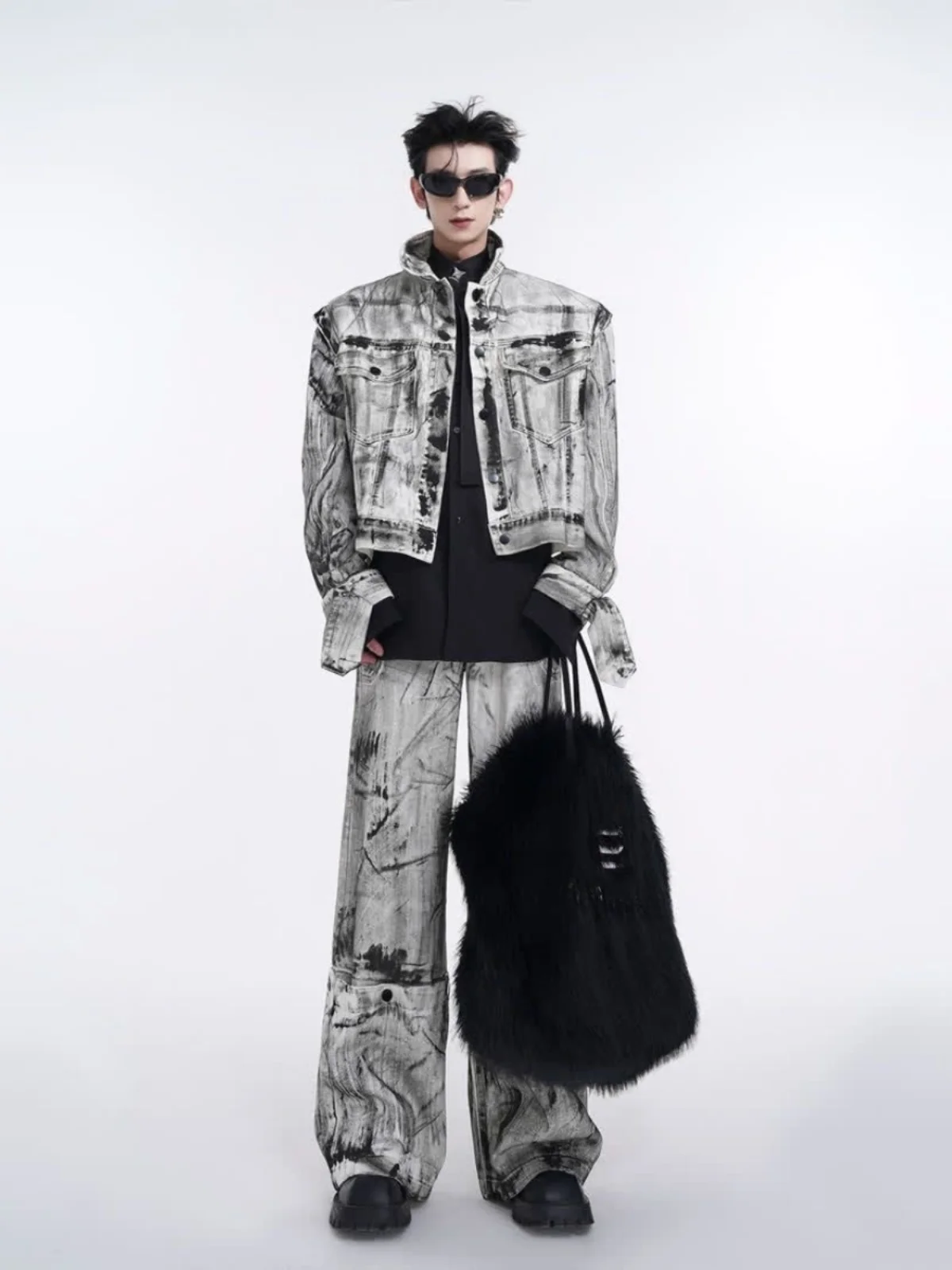 

Мужской джинсовый комплект джинсовой тюety American High Street, новинка 2024, съемный дизайн све, модный джинсовый жилет с длинными свеками