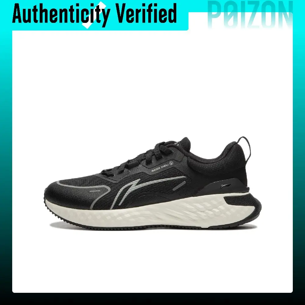 Li Ning Cloud Shield Fabric Slip Resistant Abrasion Resistant Low top Running Shoes Women's Black AGLU244-1