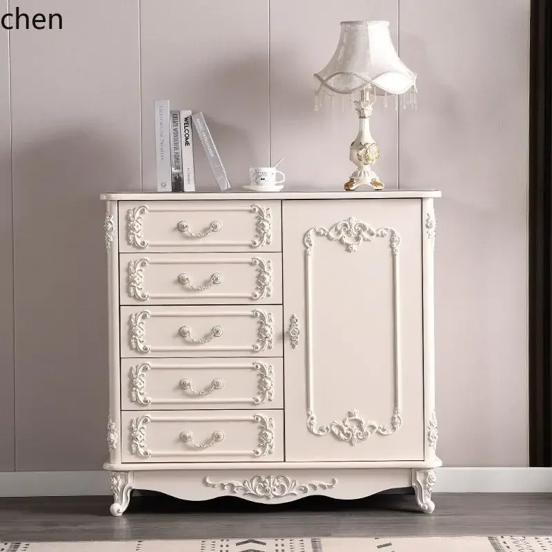 Z31- with open fan bedroom storage ivory paint solid wood drawer engraved lit luxury