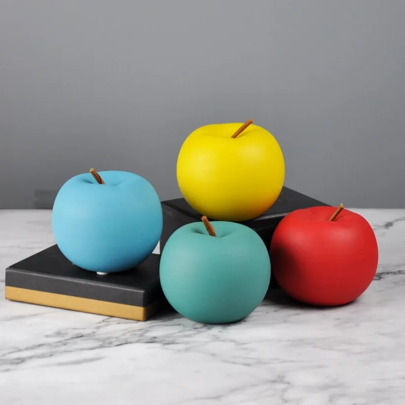 

Macaron creative ceramic apple ornaments Home living room decorations fruit ornaments