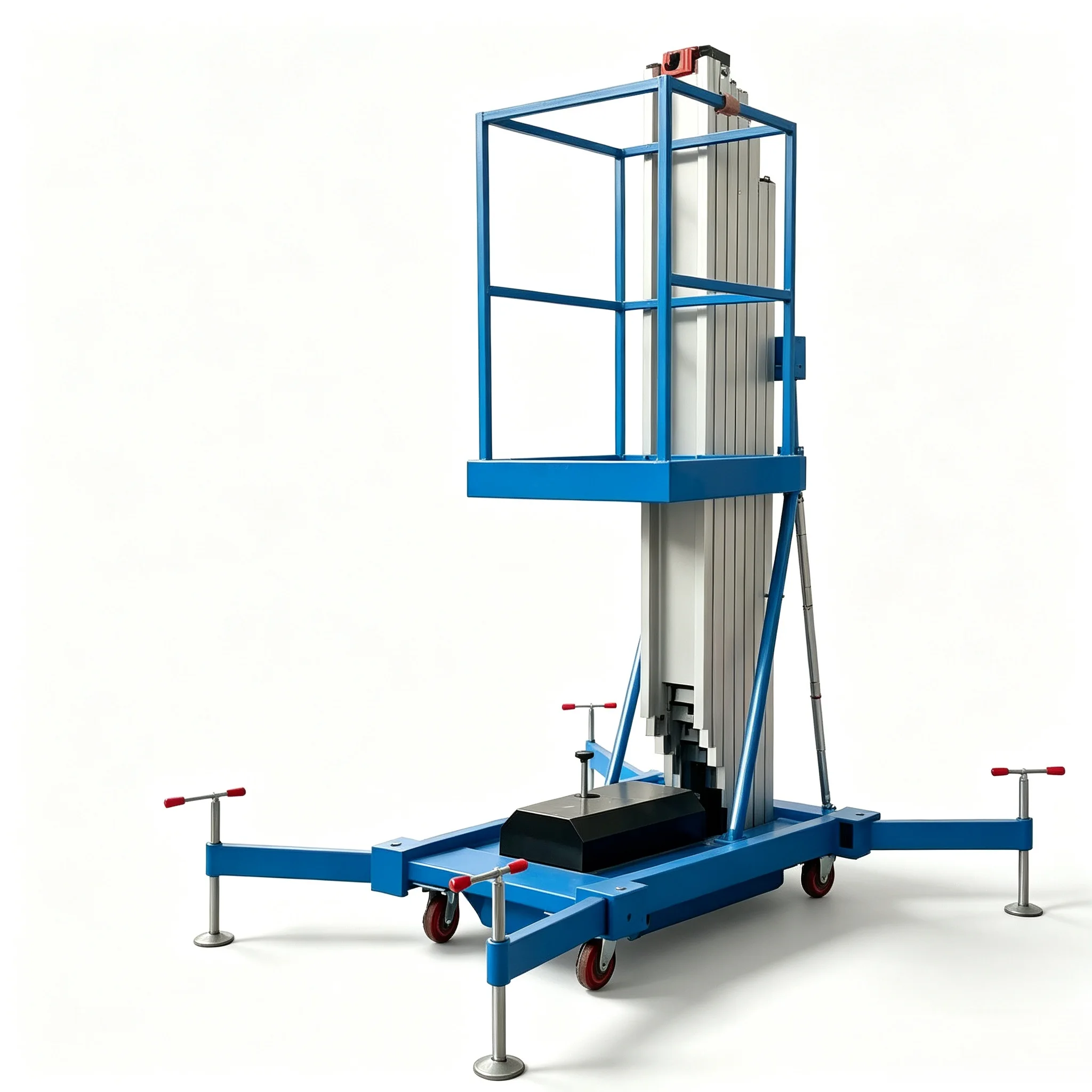4m Height Manual Trailed Aluminium Single Column Lift 125kg Capacity Slim Vertical Hydraulic Elevator for High Altitude Service