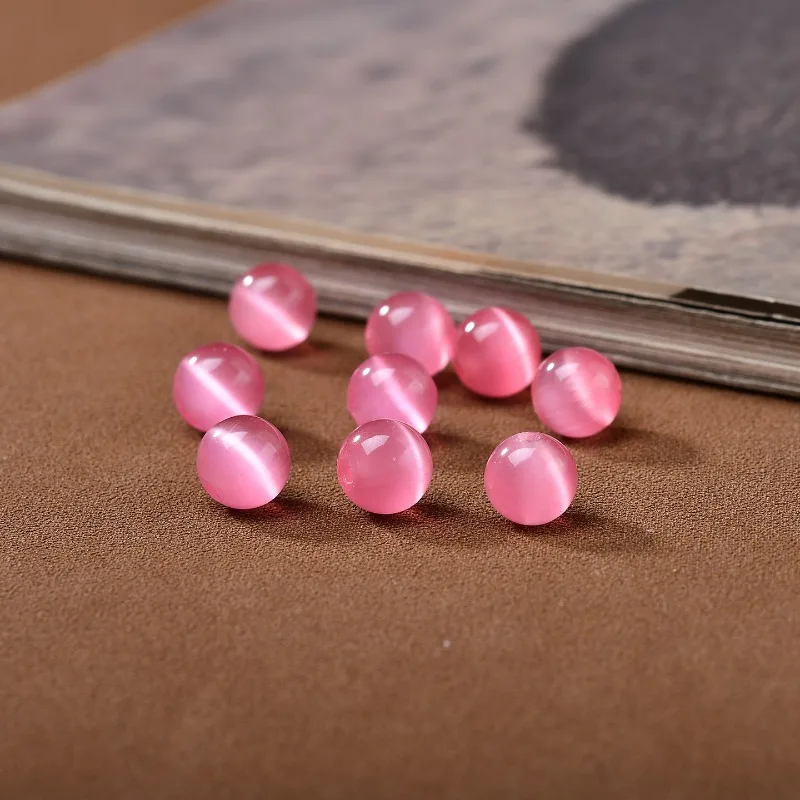 Pink opal loose beads handmade DIY woven jewelry accessories