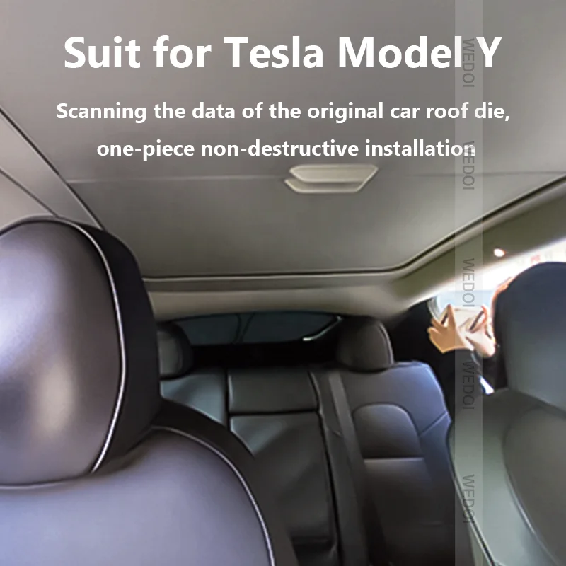 For Tesla Model Y New Retractable Sunshade Roof Sun Visor Factory Manufacturer UV Protection Waterproof Customized Logo