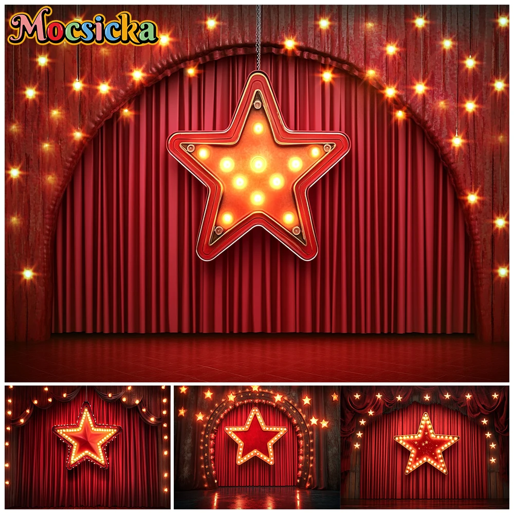 

Фон для фотосъемки Mocsicka с пентаграммой, красный экран, декор для сцены, реквизит для фотосъемки, баннер для дня рождения, свадьбы, вечеринки
