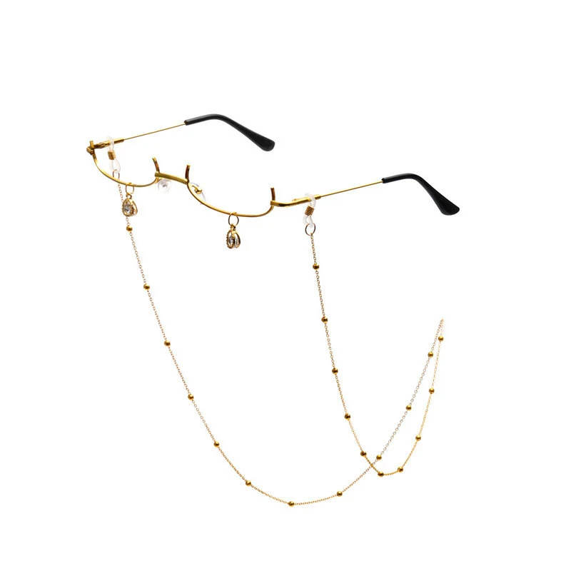 Vintage-Metall-Halbrahmenbrille ohne Gläser mit Kette, schick, für Cosplay-Partys, als Dekoration für Mädchen. – Detail 3