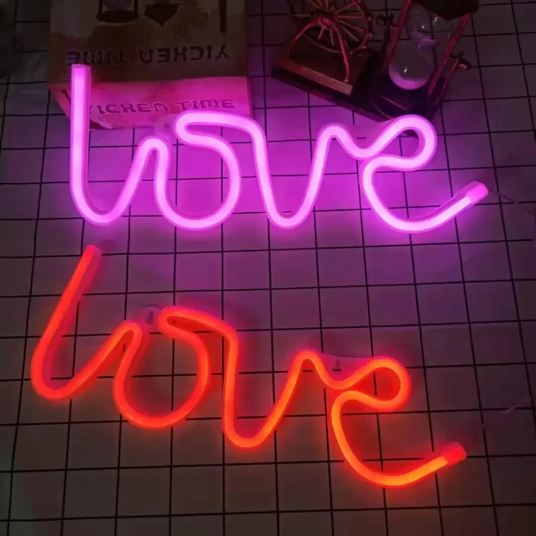 Love Neon Light Sign LED Letter Night Lamp Battery USB Powered Nightlight for Christmas Valentine\'s Proposal Wedding Decor