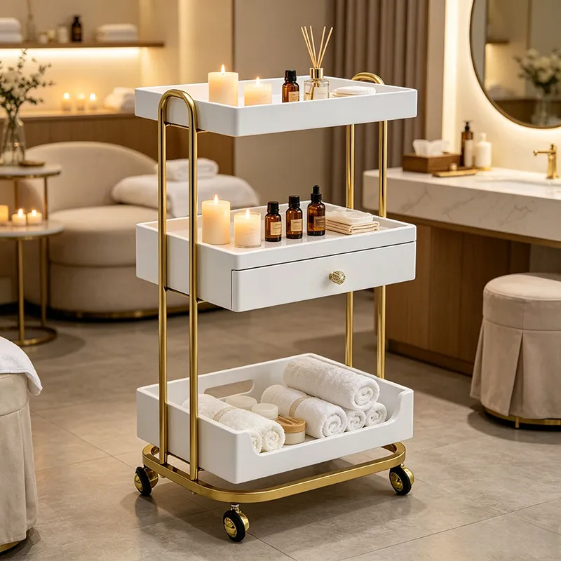Organizer Rotating Salon Trolley Moving Nordic Unique Storage Trolley Cart Luxury Tool Carritos Organizadores Salon Furniture