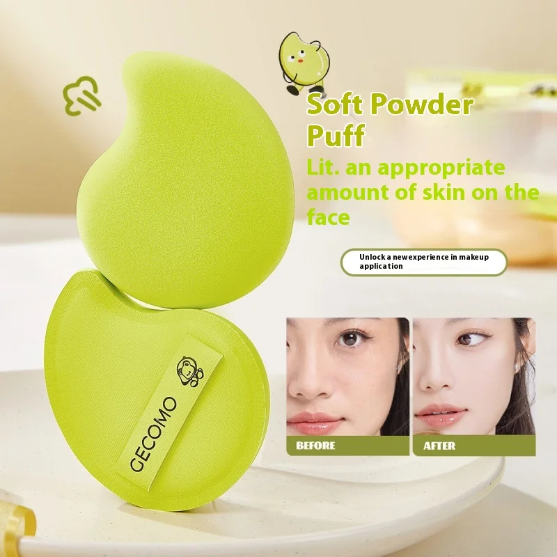 2 uds maquillaje licuadora Puff cojín de aire base esponja esponjas de polvo suelto herramienta aplicadora cosmética en forma de Mango al por mayor