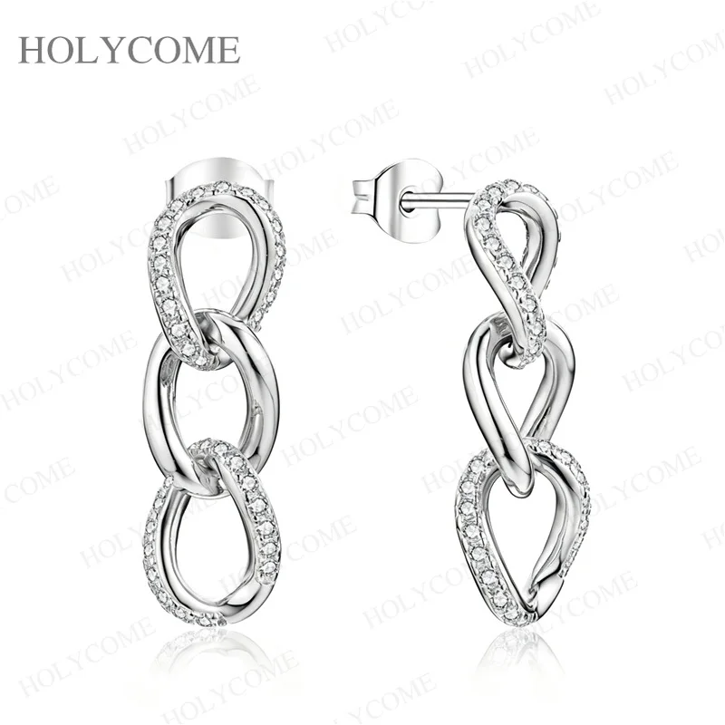 Moissanit-Ohrringe für Damen aus 925 Sterling Silber, Klassische 8-Form Ohrstecker, Moderne Trendige Statement-Partyschmuckstücke – Detail 3