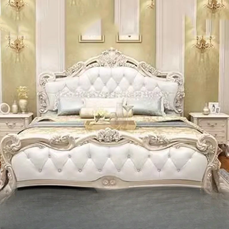 Luxury Queen Double Bed Nordic Wood European Twin Frame Double Bed High End Modern Letti Matrimoniali Furniture For Bedroom