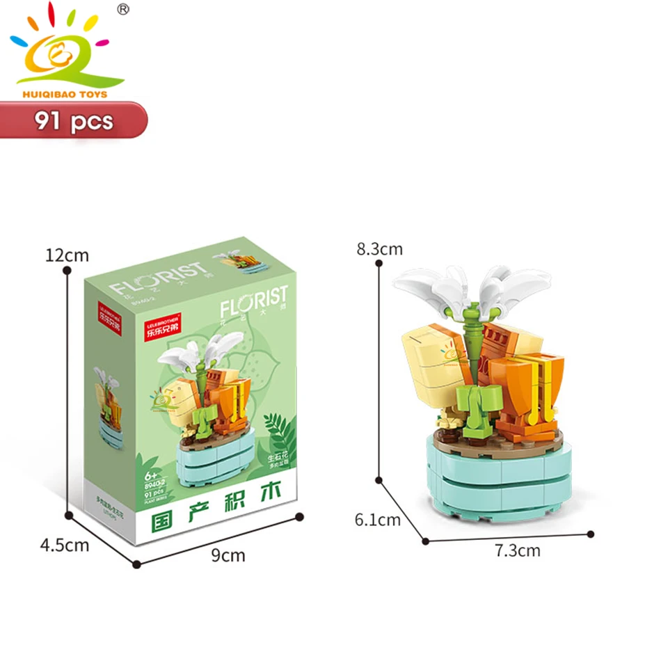 HUIQIBAO MOC Bloem Succulent Ingemaakte Model Bouwsteen DIY Eeuwige Boeket Thuis Bureau Plant Decor Baksteen Meisje Gift Kinderen Speelgoed - afbeelding 1