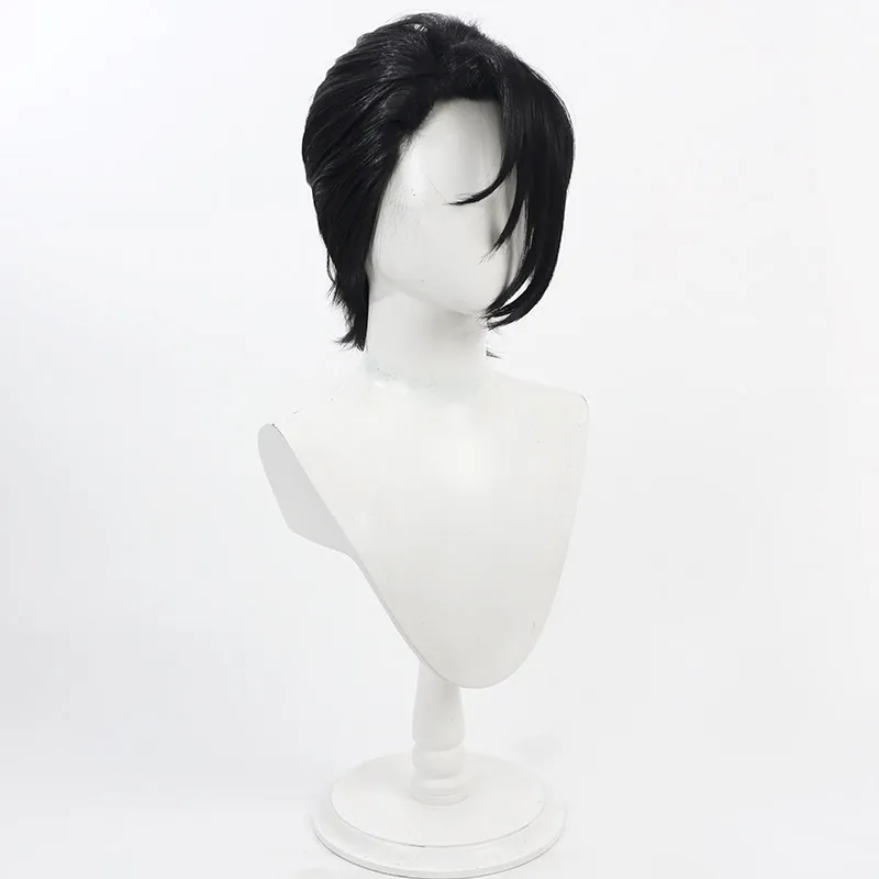 Itomeguri Rinne Cosplay Wig Compass Black Short Heat Resistant Synthetic Hair Halloween Party Role Play Carnival + Free Wig Cap