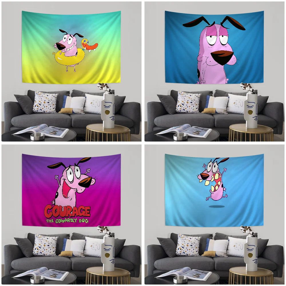 Courage The C-Cowardly D-Dog Cartoon Tapestry Art Science Fiction Room Home Decor Wall Hanging Home Decor