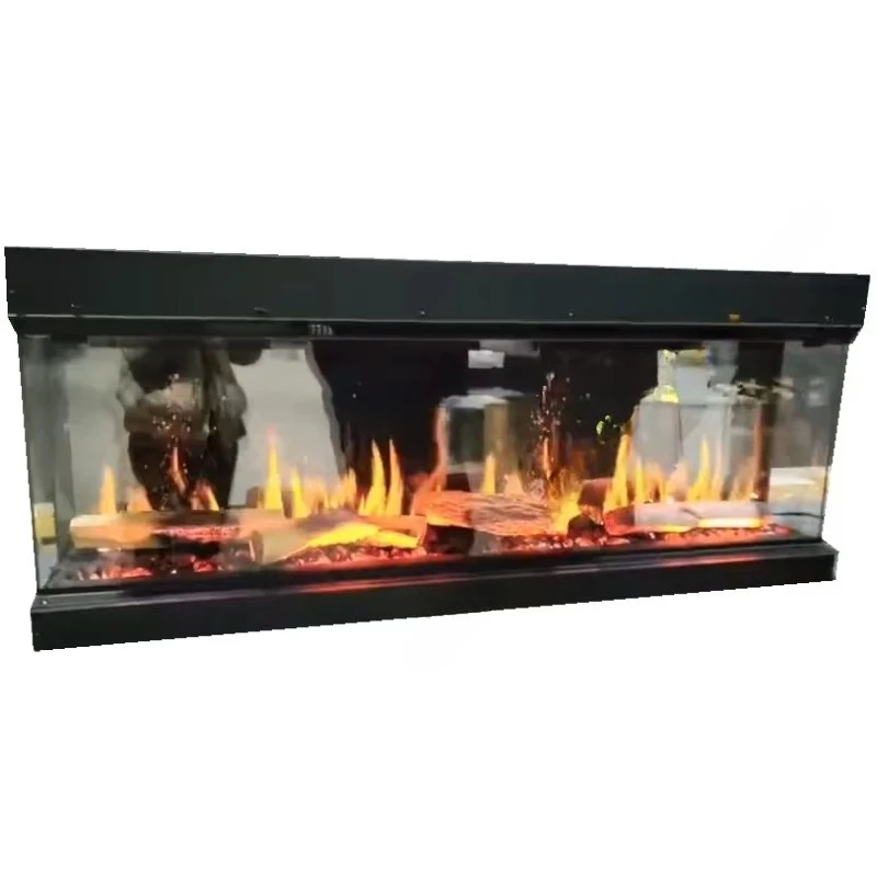 Flame Design LCD Screen Remote Control 7 Colors Changing for Indoor Use 2000mm Modern Metal Electric Fireplace with 3 Sided