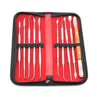 10pcs Dental Wax Carving Tools Set with Kit Carver Mixing Spatula Knife Dental Lab Equipment Stainless Steel Double Ends Tools