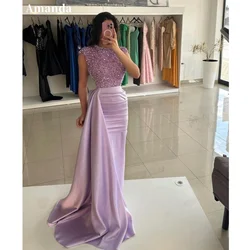 Amanda Lavender vestidos de noche Glitter Top Mermaid Prom Dresses Elegant Sleeveless Sweep Train Shiny Sequins Valentines Day