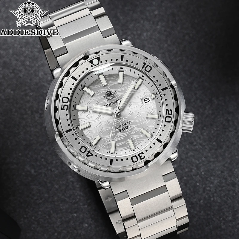 

ADDIESDIVE Men’s 41mm Diving Watch Automatic Movement NH35A 300M Waterproof AD2098 BGW9 Luminous Ceramic Bezel Stainless Steel
