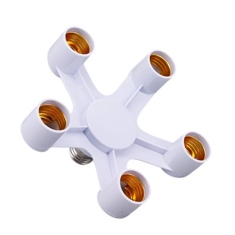 5 in 1 E27 To 5 way E27 Lamp base Holder Bulb Heads splitter Conversion e27 to e27 extend power Socket light parts u