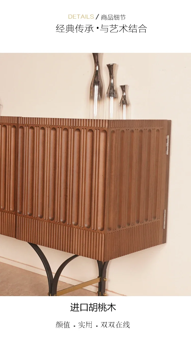 

Medieval style all-solid wood dining side cabinet integrated French retro storage storage locker