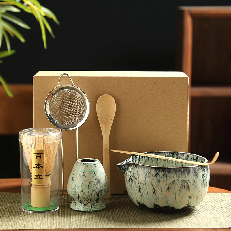 6 STKS Japanse Matcha Theeservies Veilige Bamboe Garde Theelepel Theesets Matcha Kom Matcha Garde Houder voor Theeliefhebbers Thee Maken Gereedschap