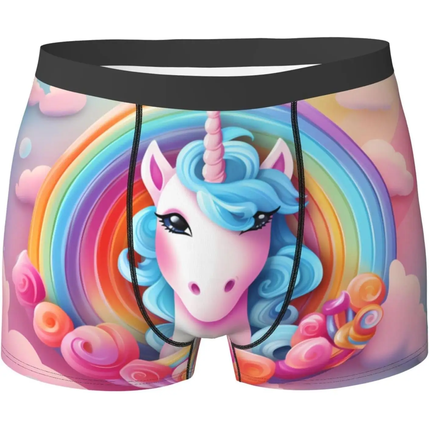 

Rainbow Unicorn Men's boxer briefs suitable for business sports and leisure multiple Moisture-Wicking Fabric