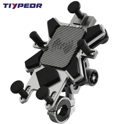 Tiypeor Cnc Aluminium Universele Motorfiets Telefoon Mount Met Qi 15W Draadloze Oplader & Vibratie Demper Motorfiets Mobiele Telefoon Holdr