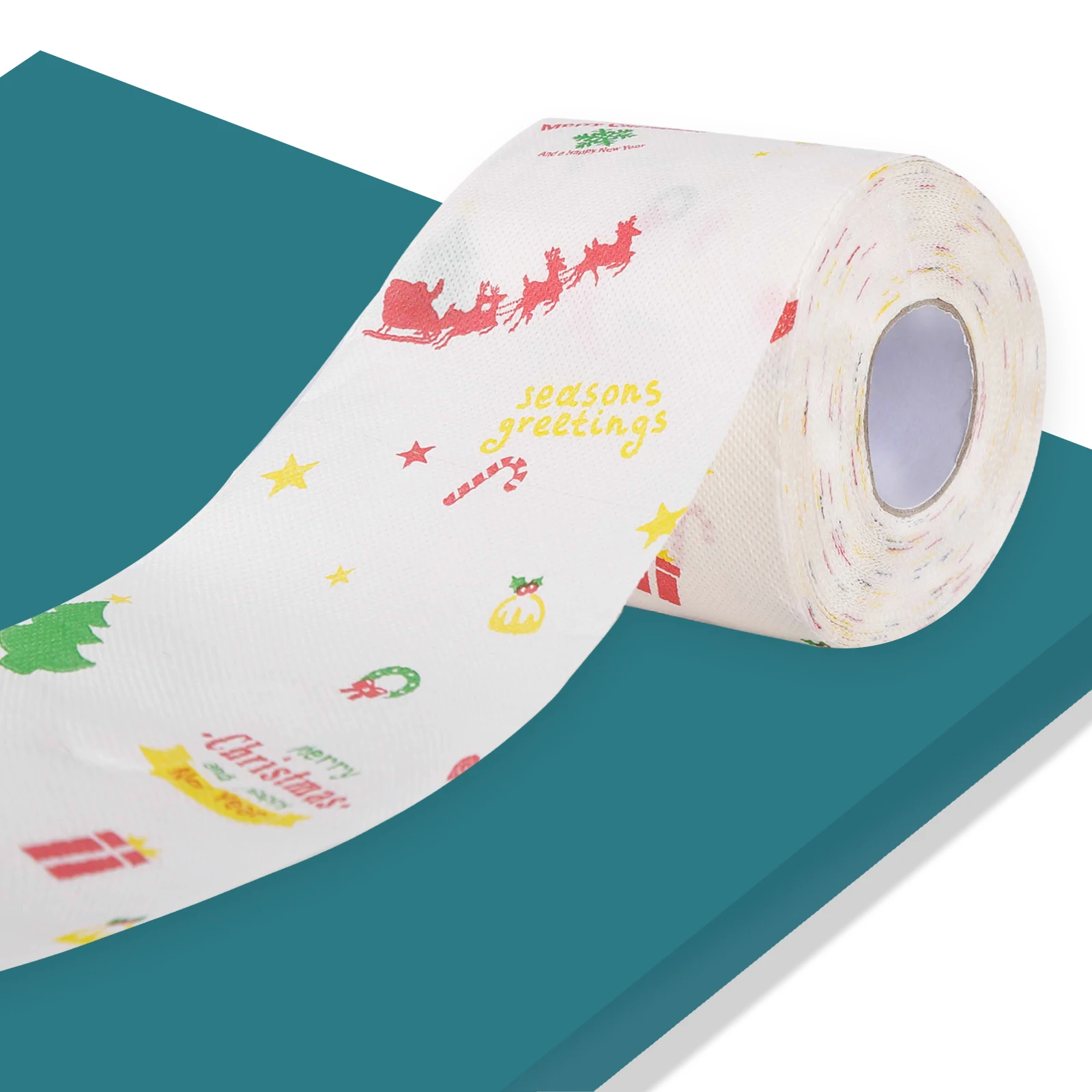 4 Rolls Christmas Themed Santa Toilet Rolls Merry Christmas Toilet Paper Santa Claus Snowman Christmas Tree Bells Printed Toilet