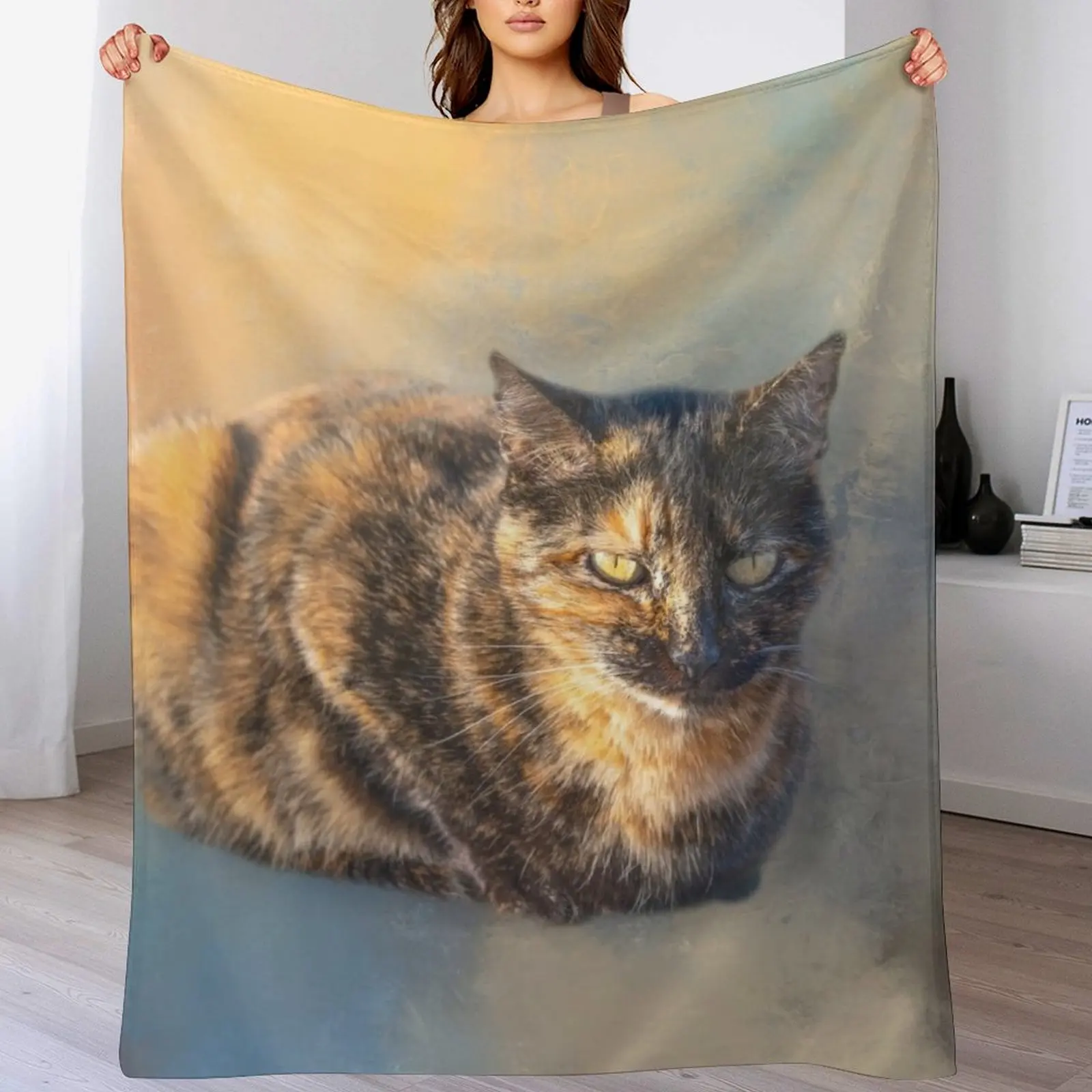 Tortie Cat 02 Throw Blanket Weighted Bed Fashionable valentine gift ideas bed plaid Blankets