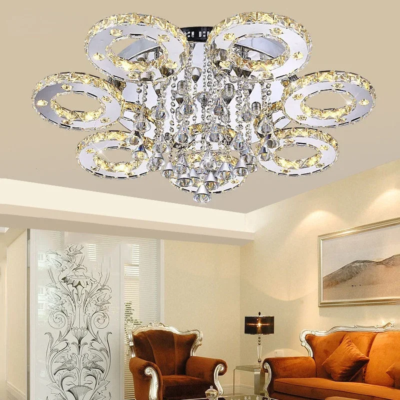 Moderno led luzes de teto cristal para sala estar luminaria teto cristal lâmpadas teto para decoração casa frete grátis