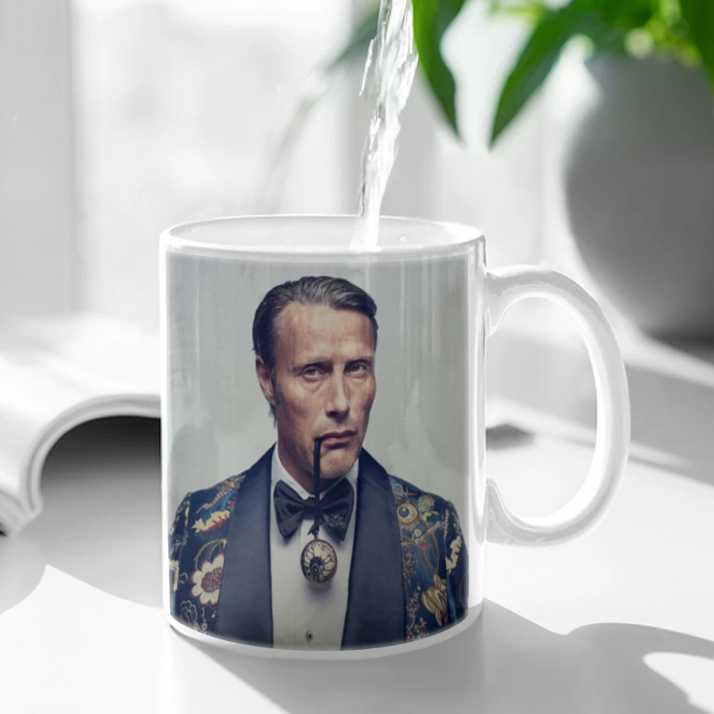 Mads-Mikkelsen-11oz Afternoon Tea Mug Multifunctional Ceramic Coffee Mug Porcelain Coffee Cup Drinking Cup For Home Office