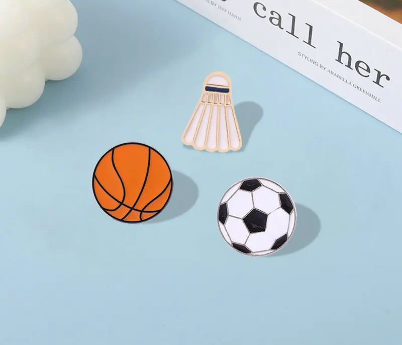 Pin Badge Custom Football Volleyball Badminton Brooches Lapel Pin Jeans Shirt Bag For Friends Love Sports Fashion Sports Enamel