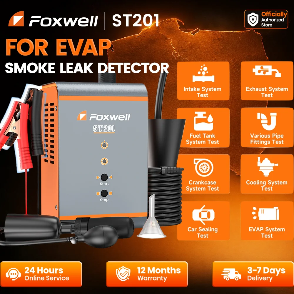 Détecteur de fuites professionnel pour véhicules automobiles, testeur de système EVAP, FOXWELL ST201 avec pompe à air intégrée, outils de test de fuites d'huile d'admission et d'échappement