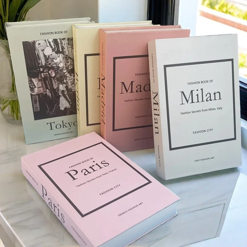 

Paris New York Luxury Fake Book Storage Box Brazil Mexico Decorative Books Home Decor Coffee Table Shelf Interior Decoration
