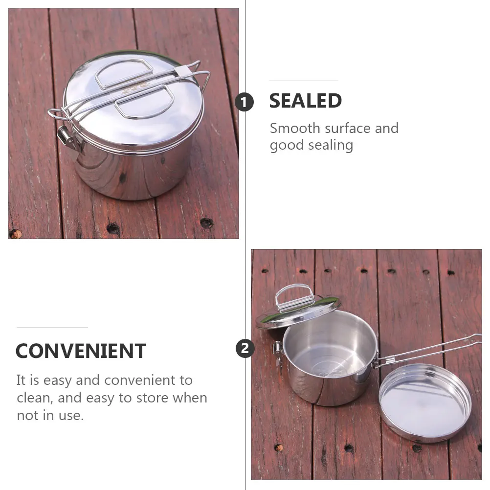 

Stainless Steel Lunch Box Containers Leak Proof Food Metal Box with Lid Round Bento Container for Office Students Campers Easy