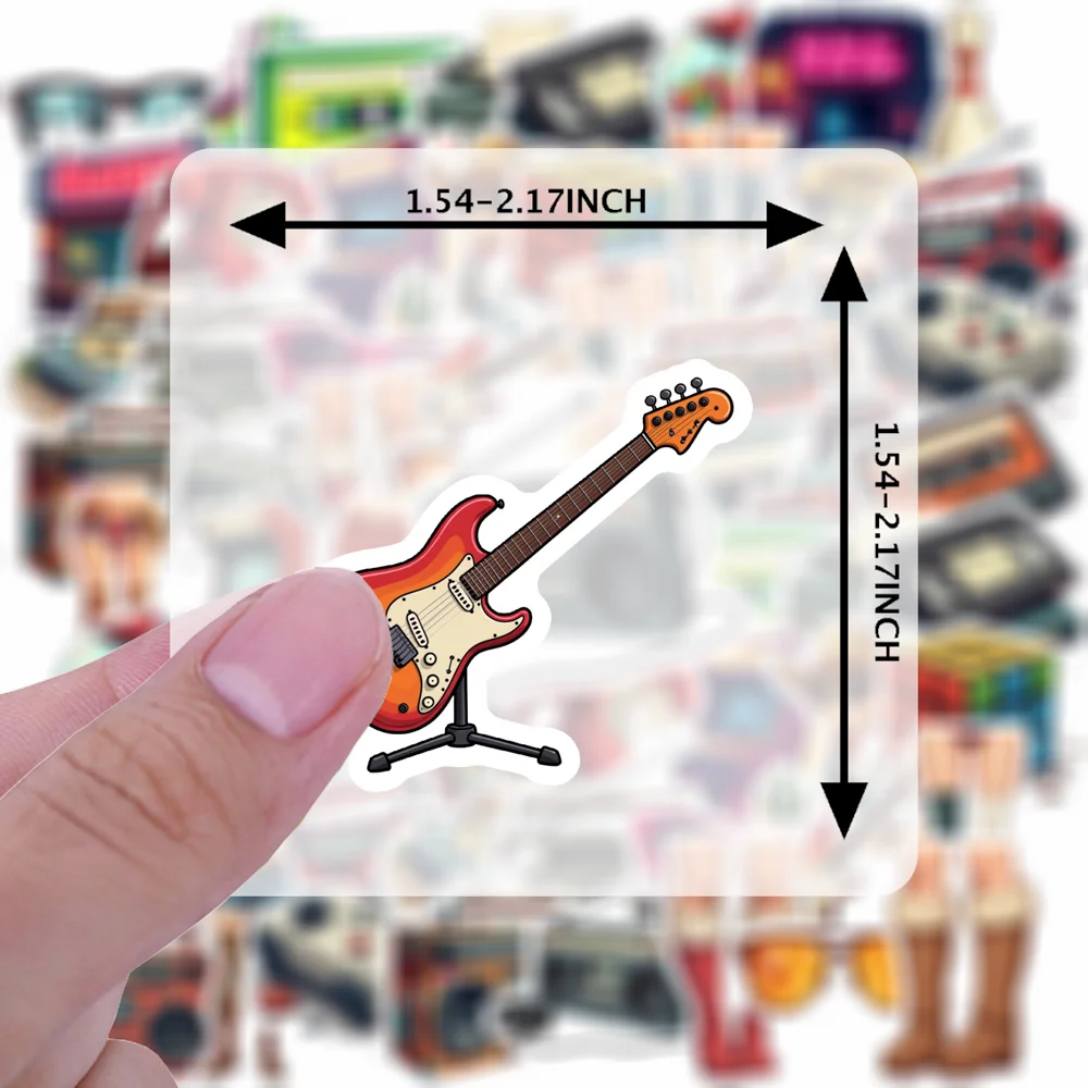35 Stück-50 Stück Aufkleber Musik Retro Aufkleber Musik Aufkleber Briefpapier Aufkleber für Gitarre Notebook Kühlschrank