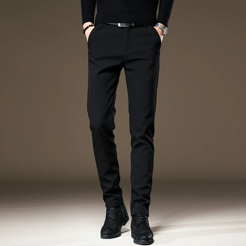 Autumn Winter New Fashion Men Super Stretchy Simple Basic Solid Color Straight Slim Pencil Trousers Male Pants Bottom Clothes