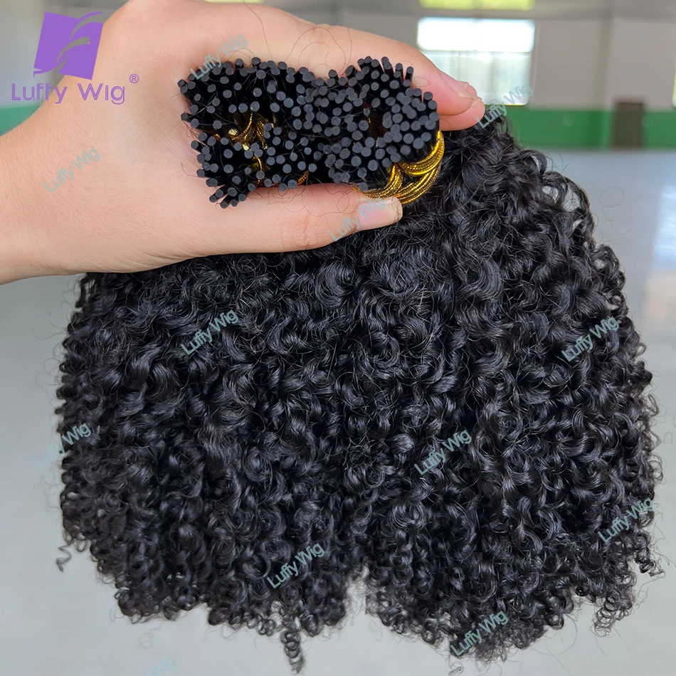 Duplo Desenhado Eu Dica extensões de cabelo, Real Itip, Afro Kinky Curly Fusão Cabelo Pacotes, Mongolian Afro Cabelo Humano, Raw Remy, 3C, 4a