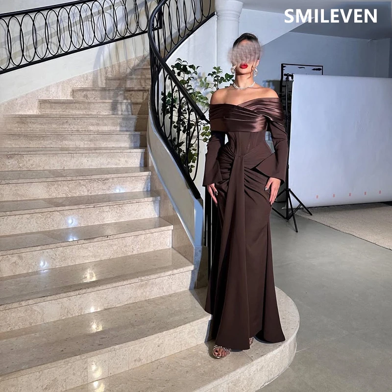 Smileven Mermaid Off Shoulder Prom Dress Sexy Long Sleeves Evening Gowns Backless Cocktail Party Dresses Customized Gift 2025