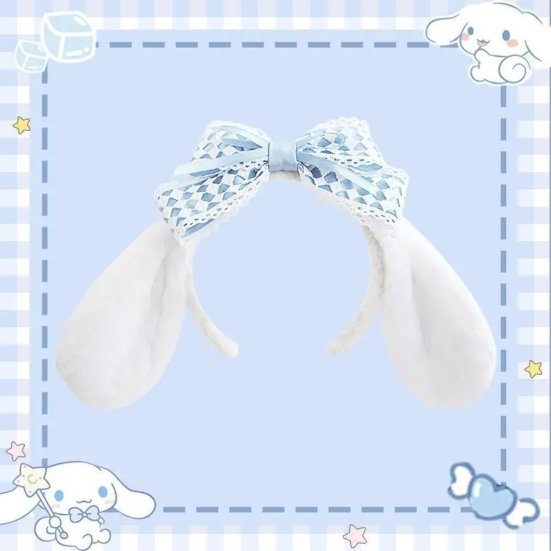 Giapponese Sanrio My Melody Ear fascia Cute Cinnamoroll Lace Pink Sweet Kc Bow copricapo Lolita Headband Girl Christmas Decor