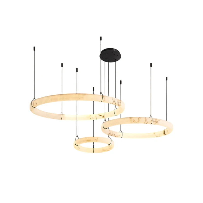 Elevate Your Living Room With Our Luxury Natural Marble LED Chandelier High-end Pendant Light Alabaster Dimming Function