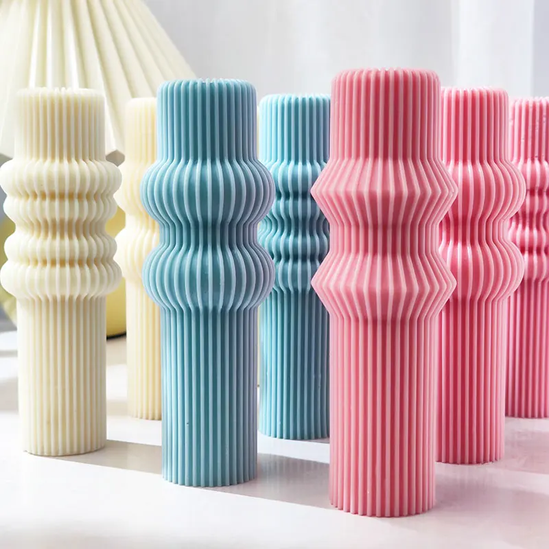 Original aristocratic European-style striped pillar candle mold for DIY handmade aromatherapy candles as an ornament