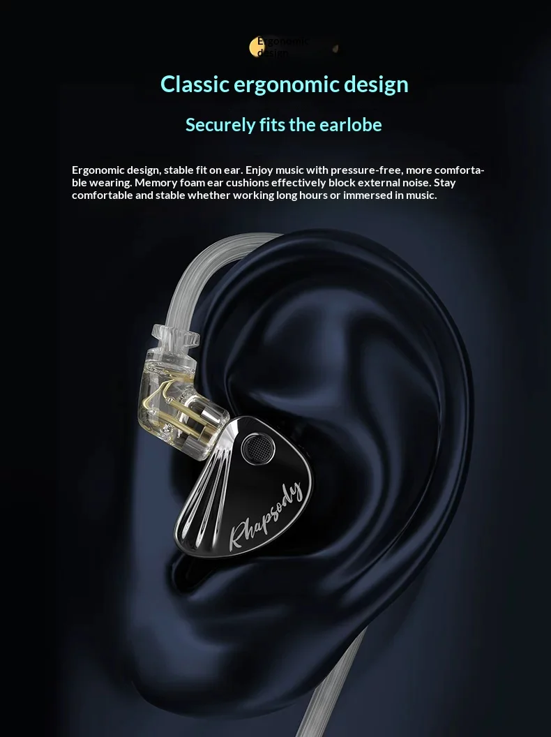 CCA Rhapsody Wired Headphones 8mm High Performance Moving Coil Esports Headset Flexible Adjustment Of Four Speed Switch Gifts