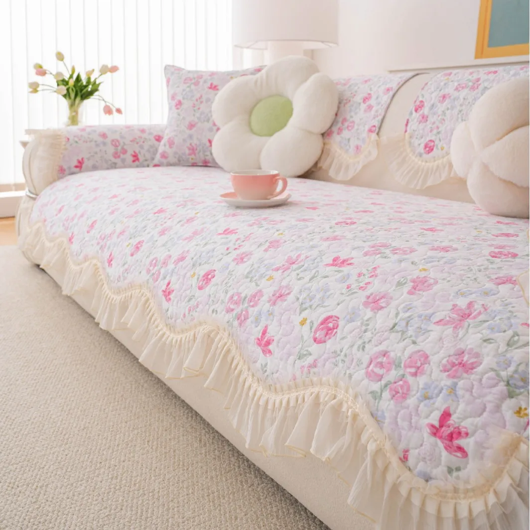 Chenille Sofa Cushion Cover Universal Non-Slip Fixed Straight Row All-Seasons Slipcover for Home Comfort