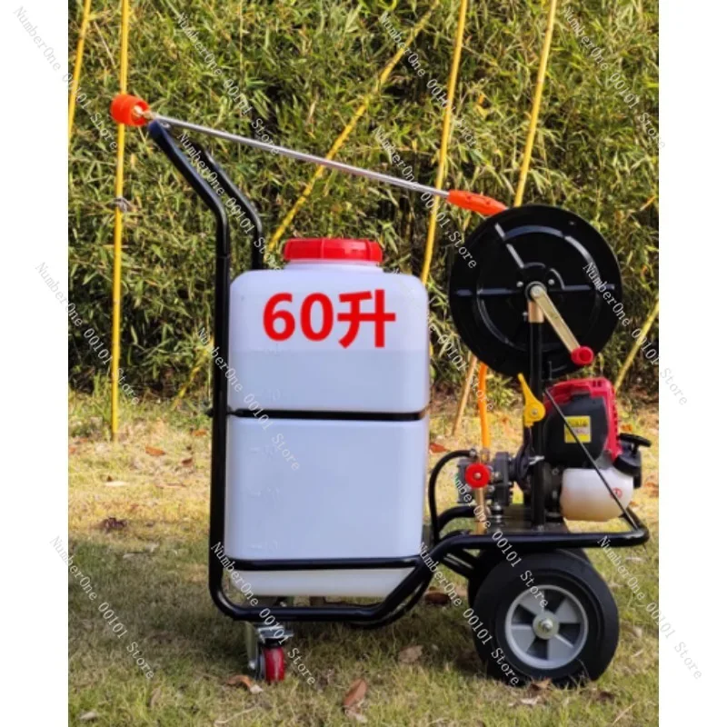 Agricultural Rechargeable Hand Cart Trolley Electric Sprayer with Wheels High 140 Petrol 60 Liters Hand Push Dispenser Tubular