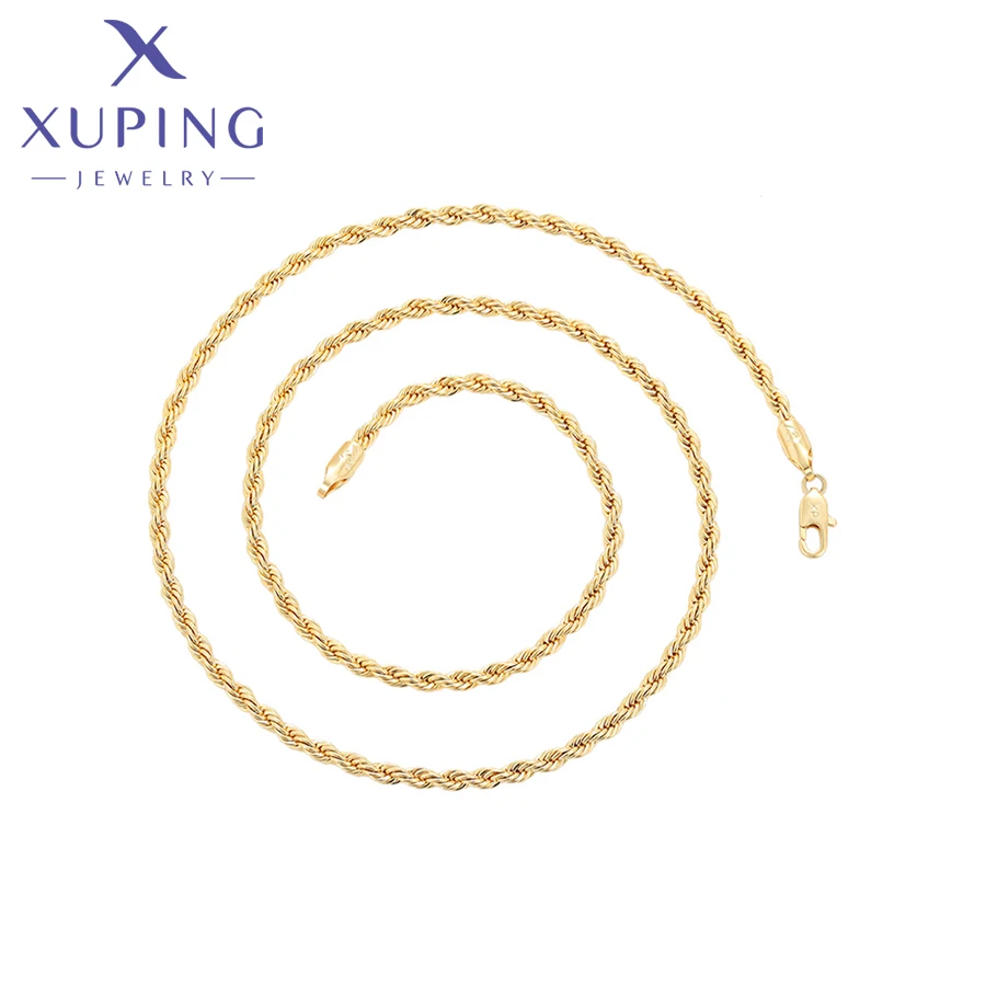 Xuping Jewelry New Arrival 49.5cm Simple Copper Alloy Necklace of Light Gold Color Women Exquisite Gift X000752170