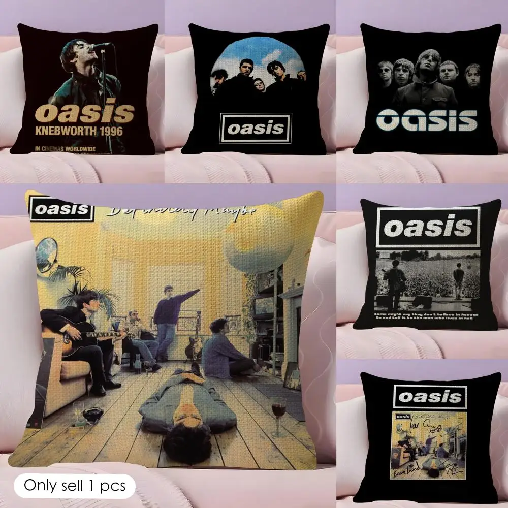 Band Cool O-OasisS Kissenbezug, Sommerkühlung, Leinenstoff, doppelseitiger Druck, Kissenbezug, Sofa, Heimdekoration, Geschenk