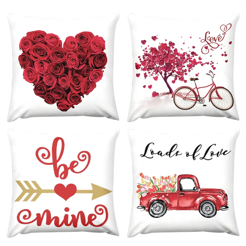 4pcs Loving Tree the Bicycle Single-sided printing Short plush Suitable for living rooms bedrooms sofas (excluding pillow cores)