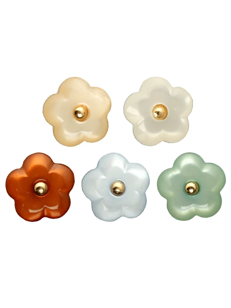 11mm Pearl Flower Button for Clothing Shirt Children Knitted Sweater Cardigan Fashion Sewing on Clothes Button Accessories 6pcs